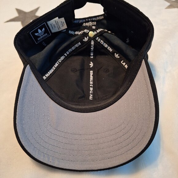 Adidas Micro Suede Mens Relaxed Strapback Black Cap White Trefoil Logo - Picture 7 of 8